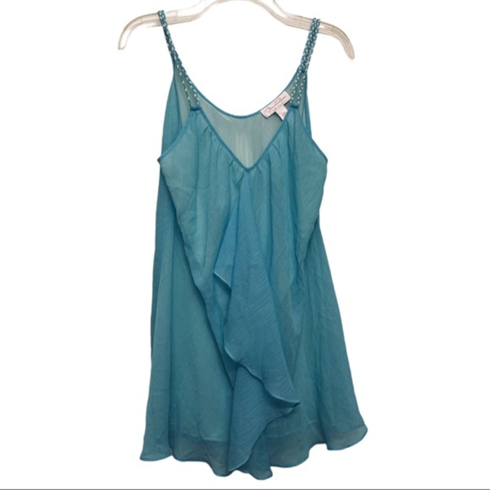 OSCAR DE LA RENTA Camisole Dress Nightie Blue Crinkle Small